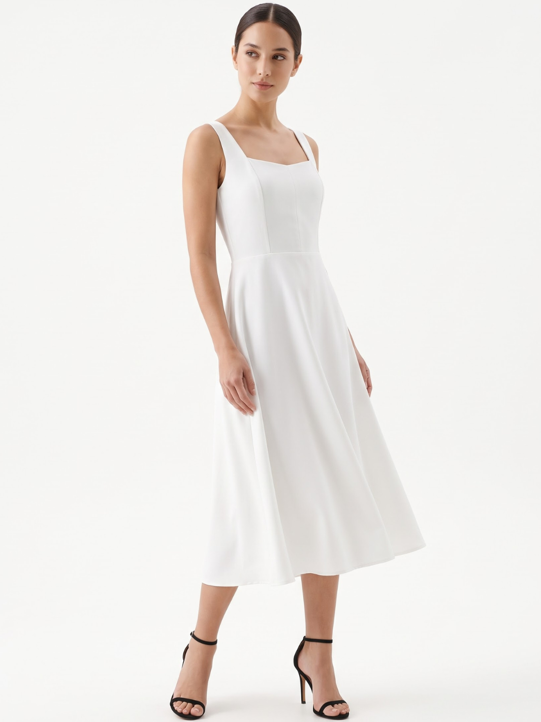 VESTIDO MIDI EN CORTE A SALLY BLANCO