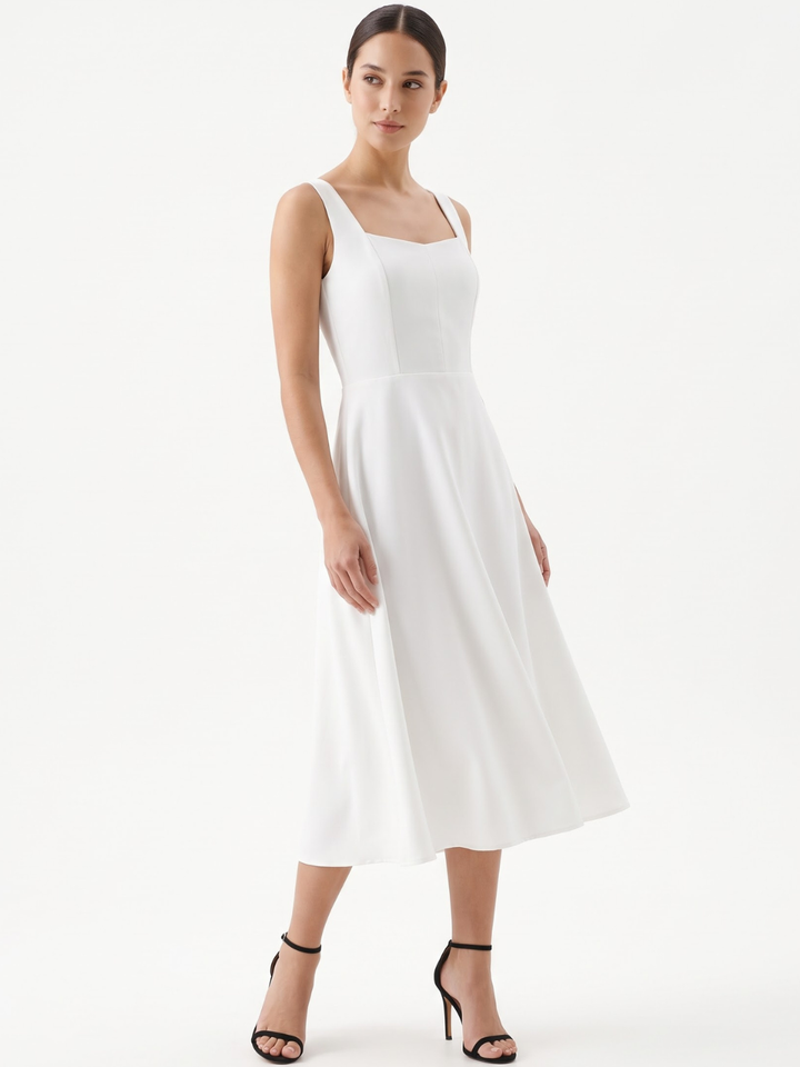 VESTIDO MIDI EN CORTE A SALLY BLANCO