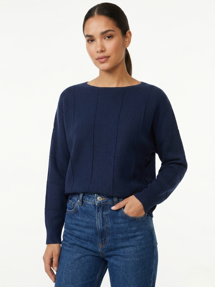 CHOMPA TEJIDA CON CUELLO OJAL AFRICA AZUL