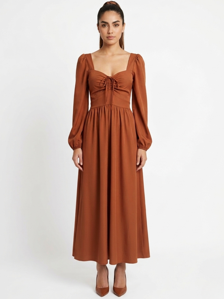 VESTIDO CASUAL LARGO LUNA RUST