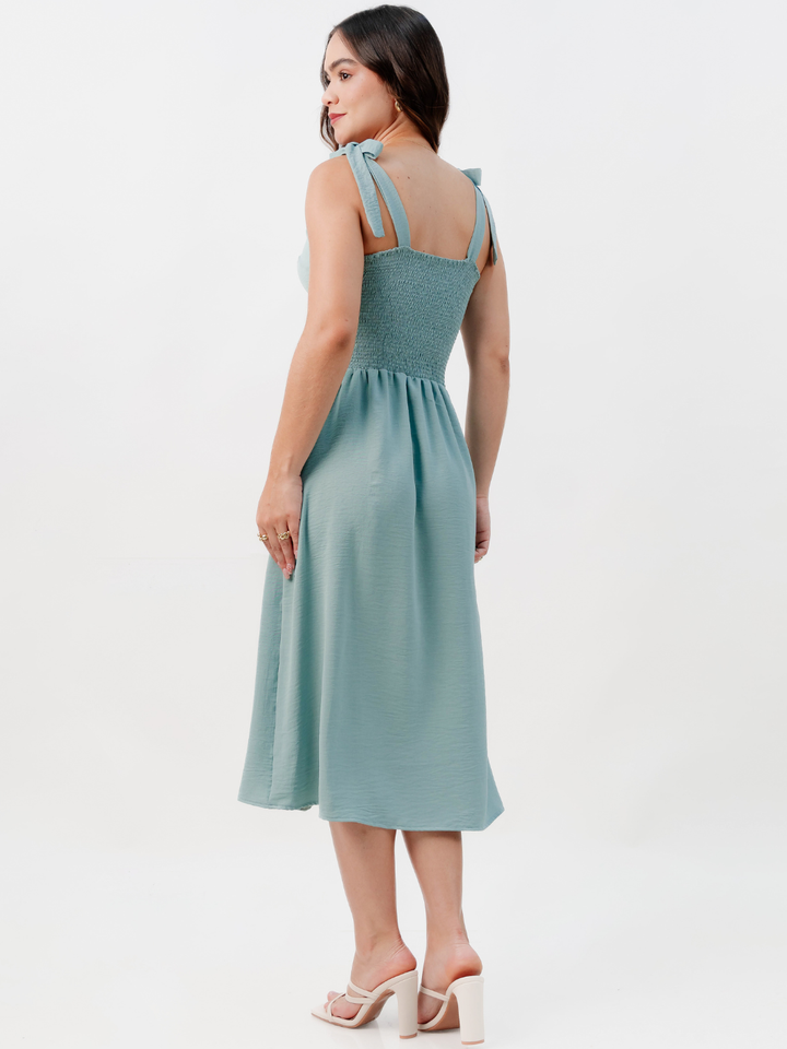 VESTIDO MIDI ESTILO CORSET LEYDI CEMENTO