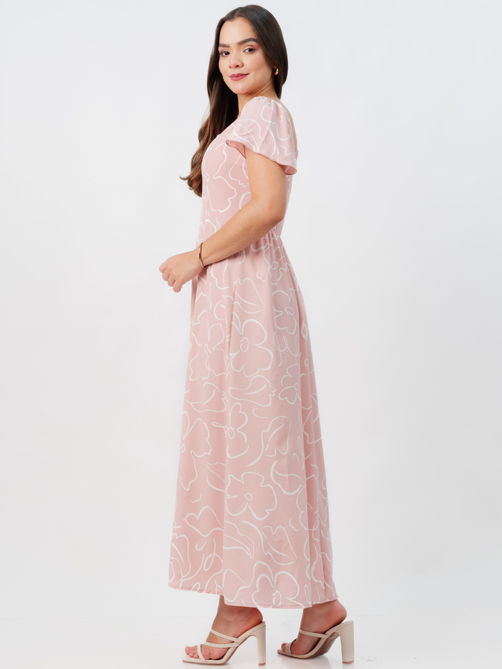 VESTIDO CASUAL LARGO AMELIA ROSA FLOREADO