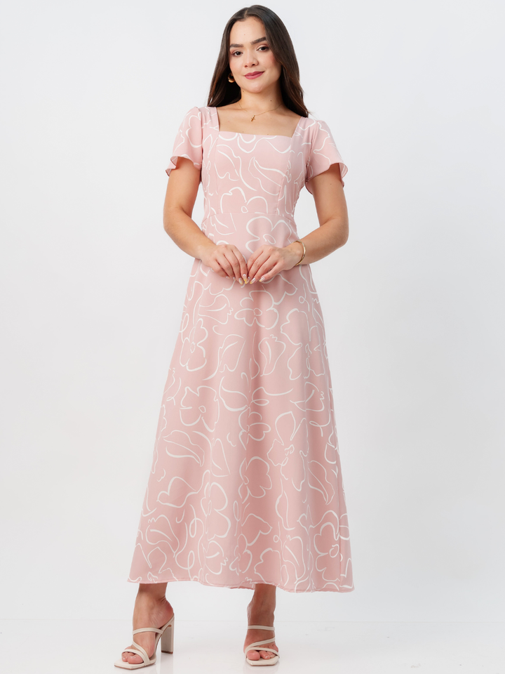VESTIDO CASUAL LARGO AMELIA ROSA FLOREADO