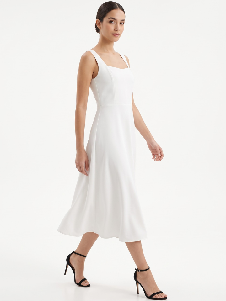 VESTIDO MIDI EN CORTE A SALLY BLANCO