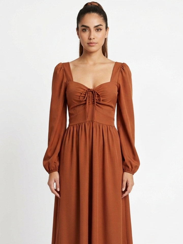 VESTIDO CASUAL LARGO LUNA RUST