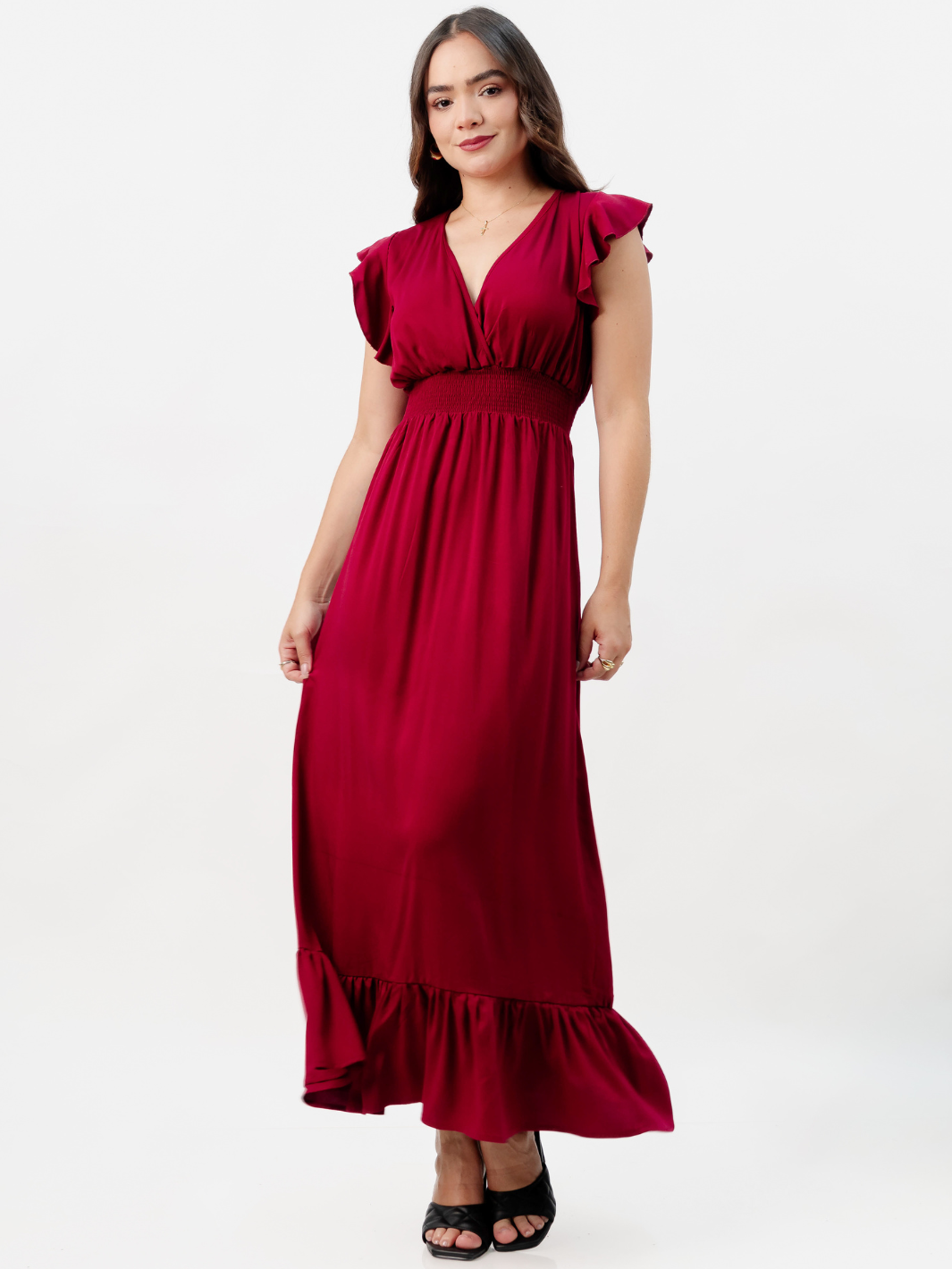 VESTIDO CASUAL LARGO SAYURI VINO