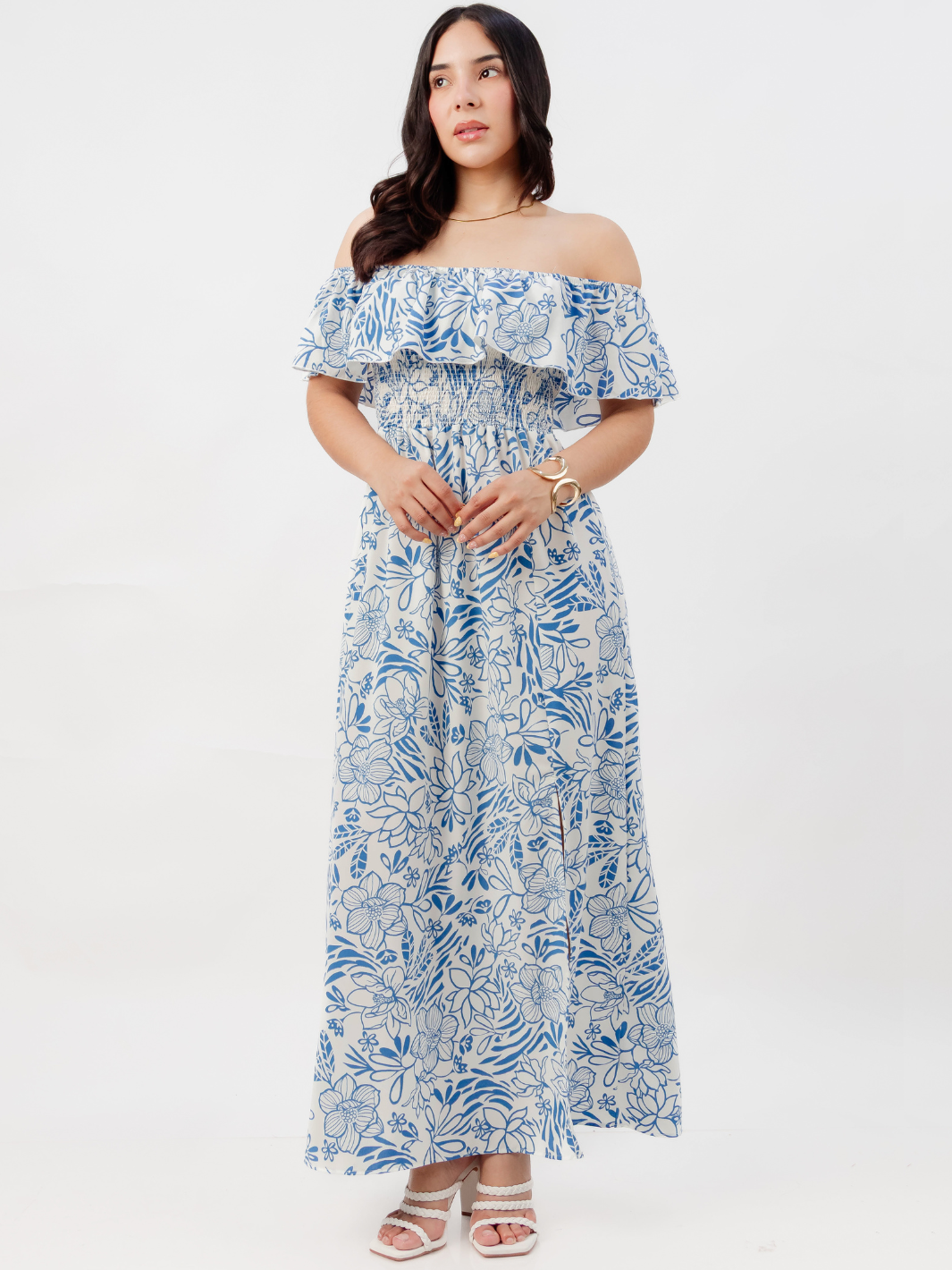 VESTIDO RUMBERO CASUAL LARGO MINERVA PERLA