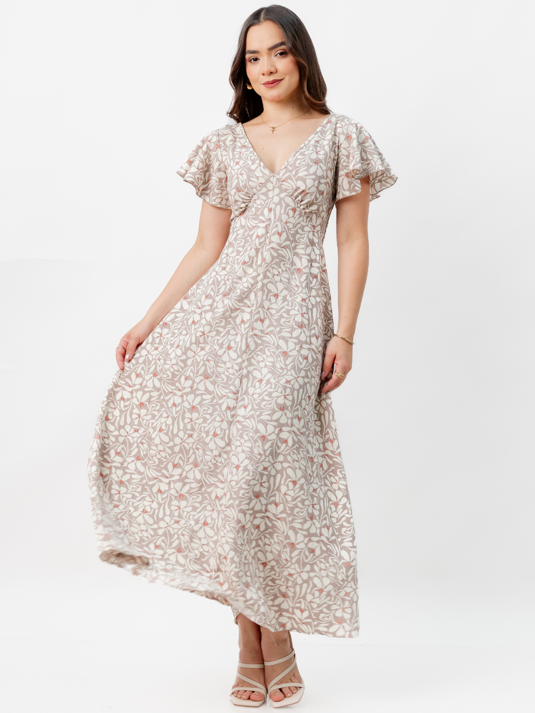 VESTIDO LARGO CORTE A BRENDA TAUPE