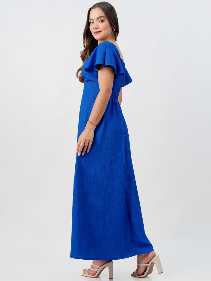 VESTIDO LARGO CORTE A BRENDA AZULINO