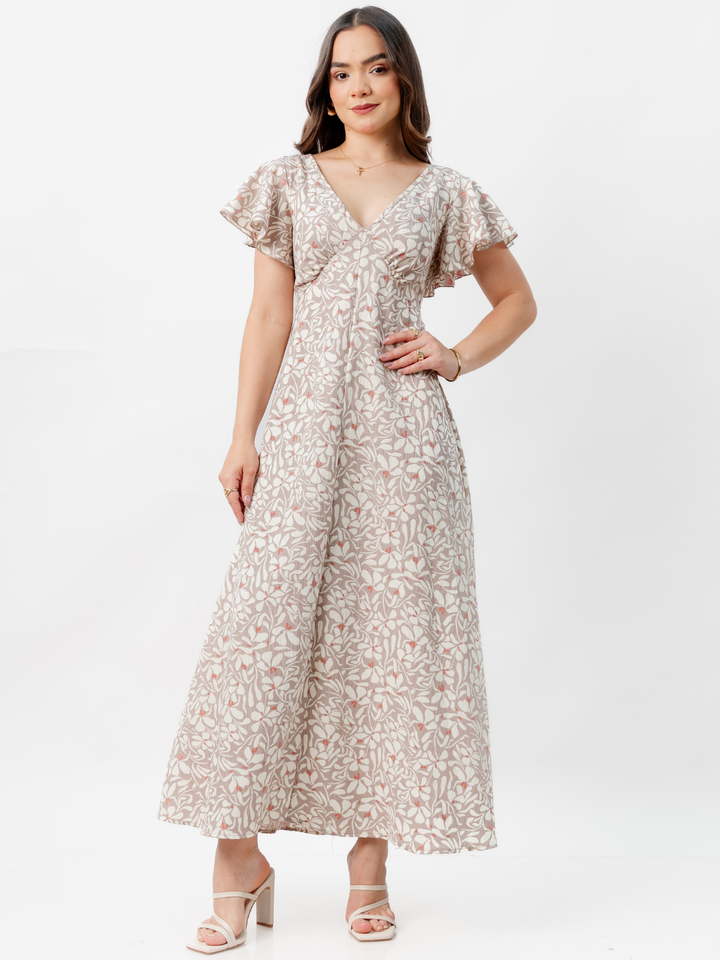 VESTIDO LARGO CORTE A BRENDA TAUPE