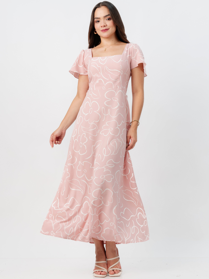 VESTIDO CASUAL LARGO AMELIA ROSA FLOREADO
