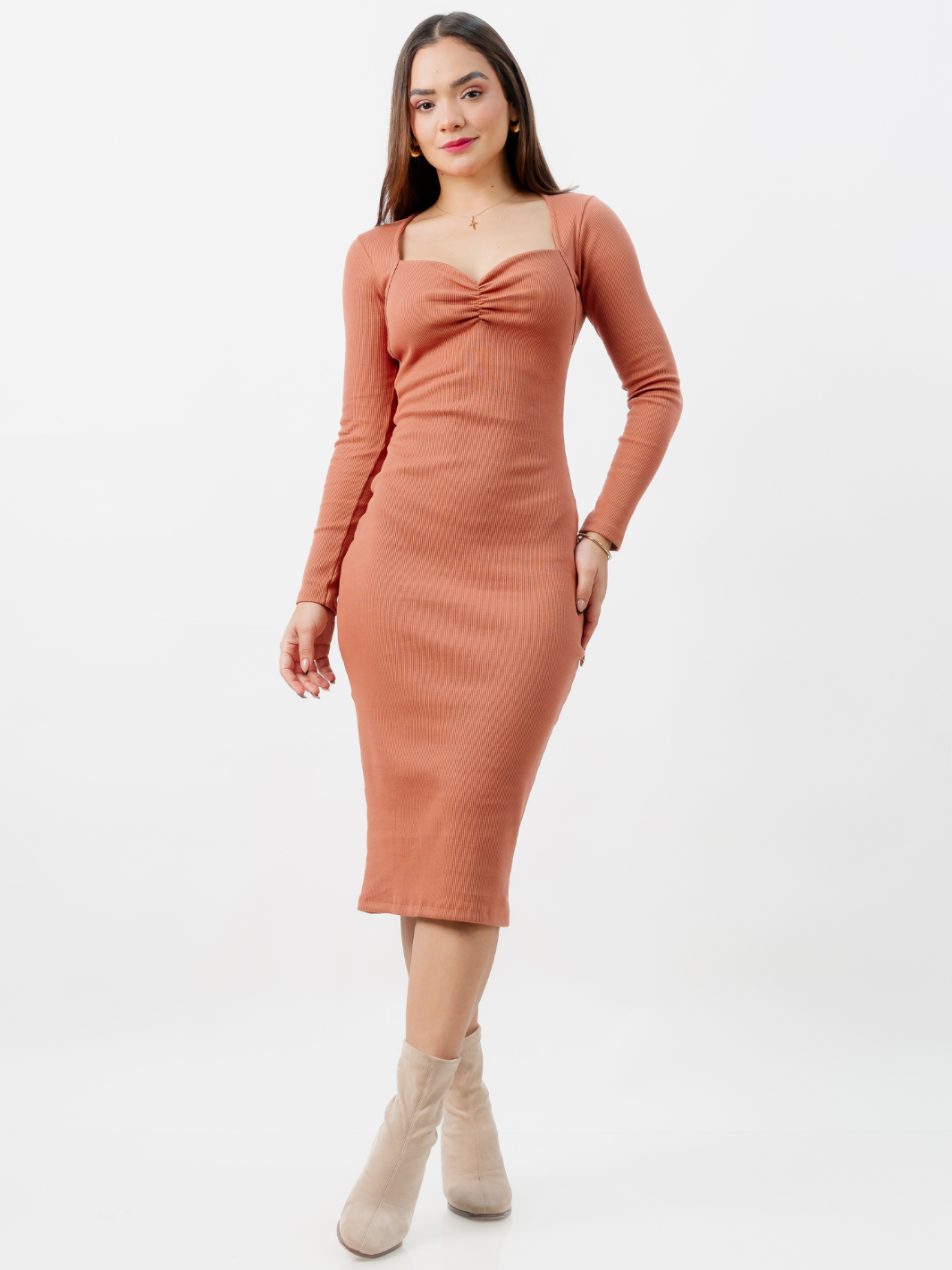 VESTIDO CASUAL EMILIA TERRACOTA