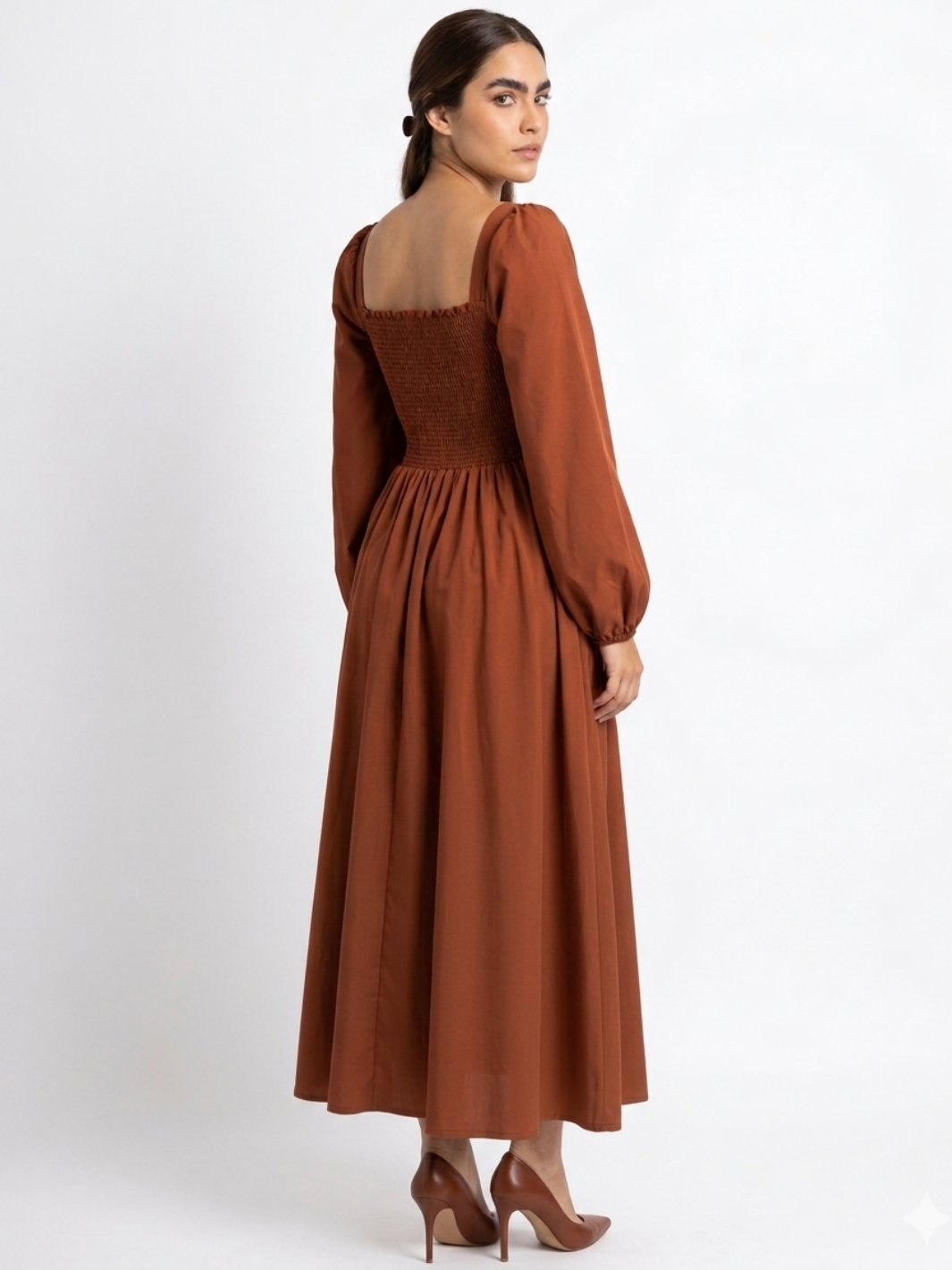 VESTIDO CASUAL LARGO LUNA RUST