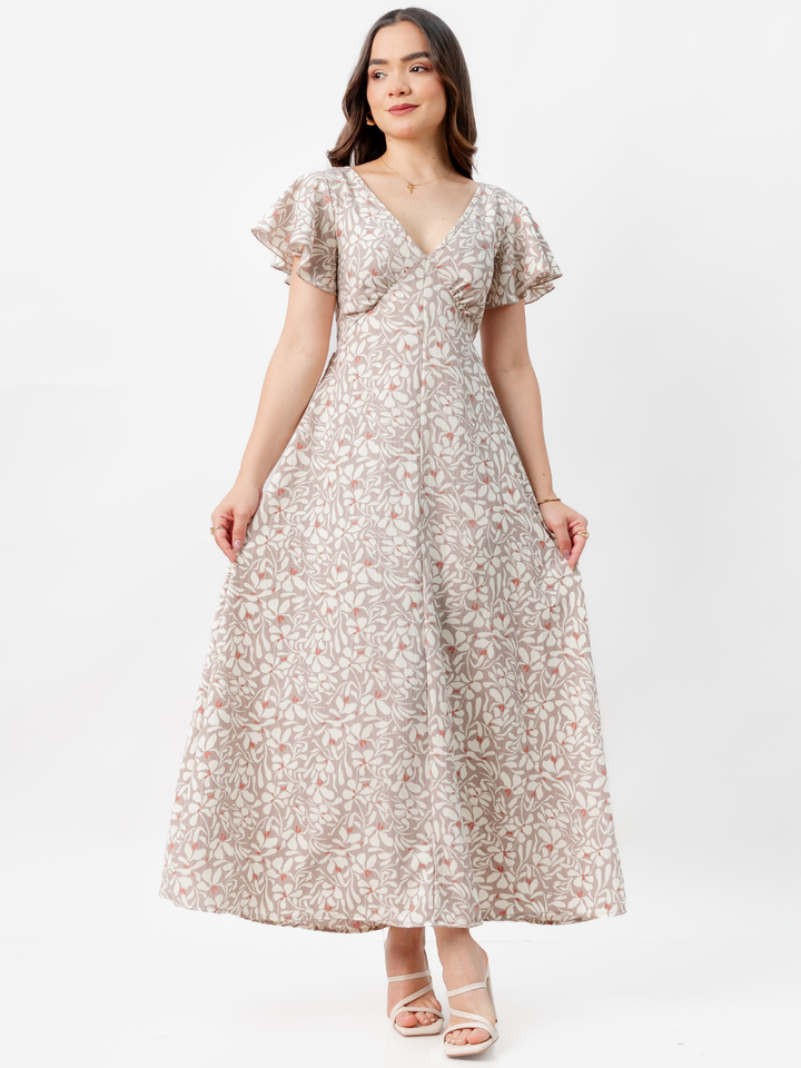 VESTIDO LARGO CORTE A BRENDA TAUPE