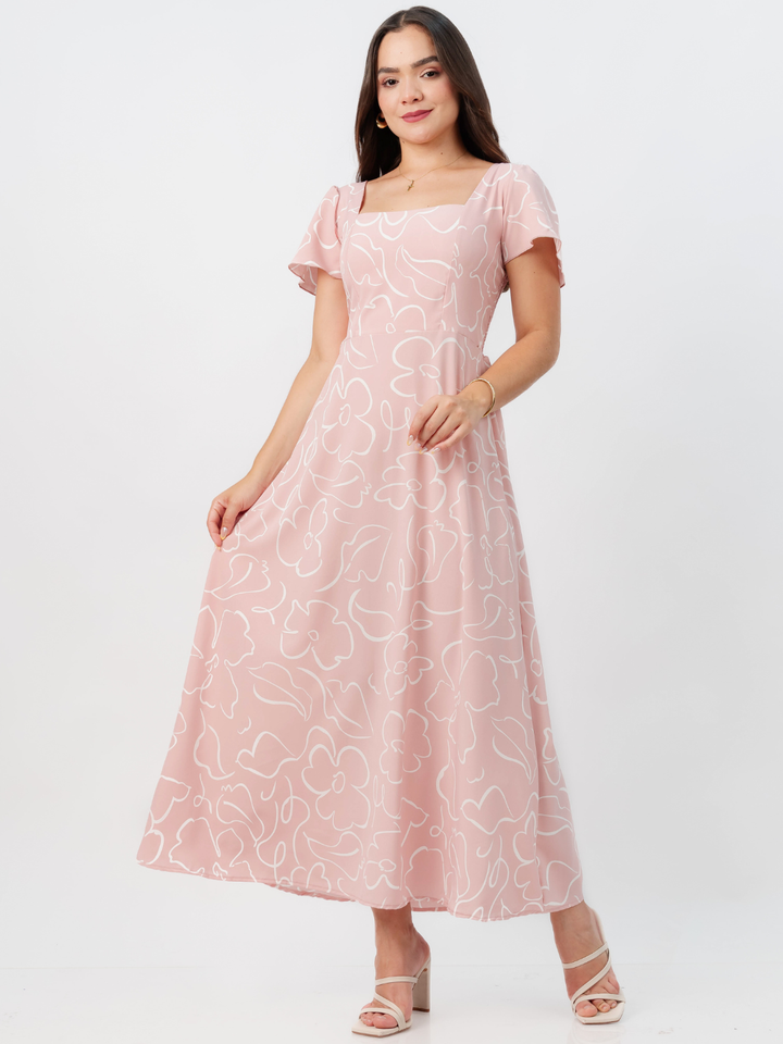 VESTIDO CASUAL LARGO AMELIA ROSA FLOREADO
