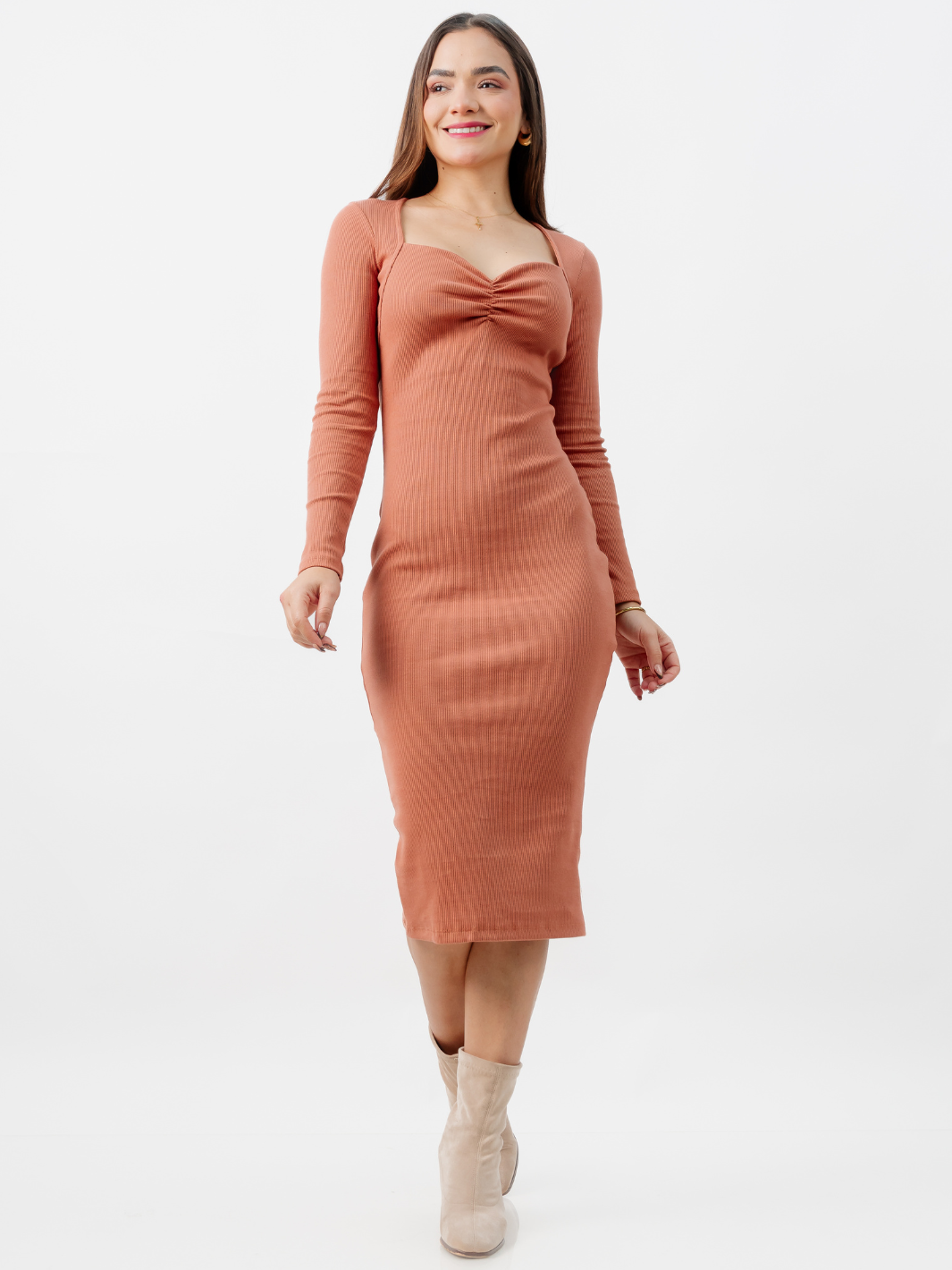 VESTIDO CASUAL EMILIA TERRACOTA