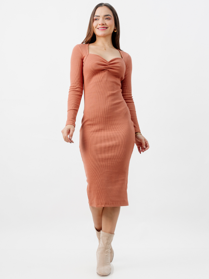 VESTIDO CASUAL EMILIA TERRACOTA