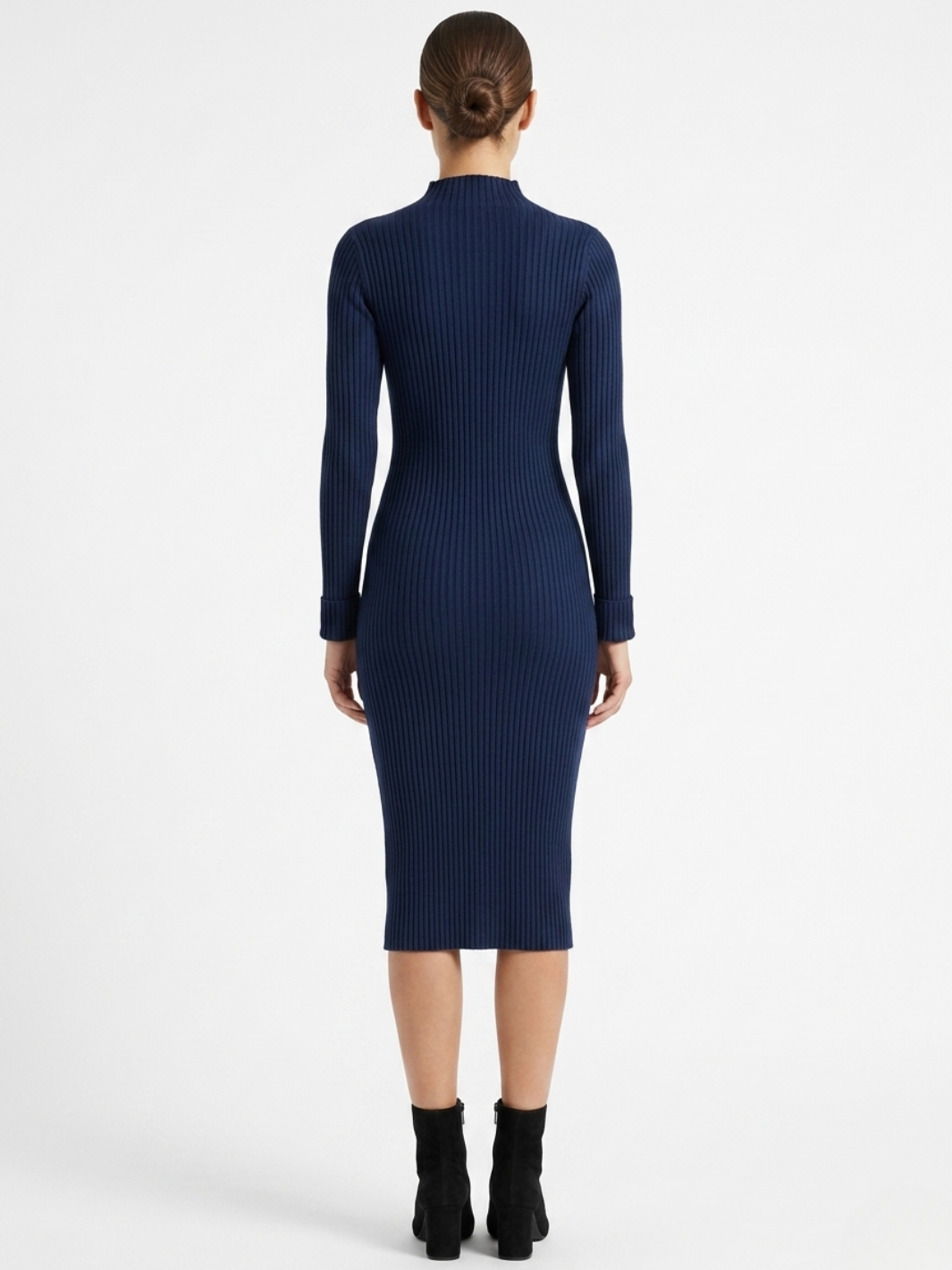 VESTIDO TEJIDO CON CUELLO ALTO MADDI AZUL