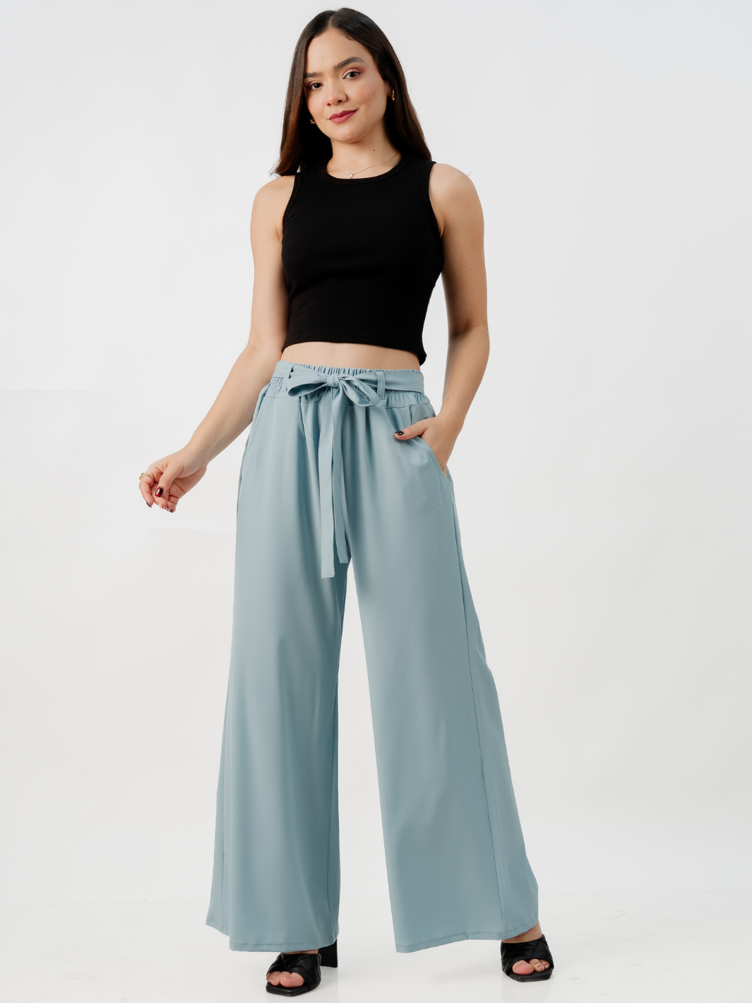 PANTALON CON CINTURON WENDY CEMENTO