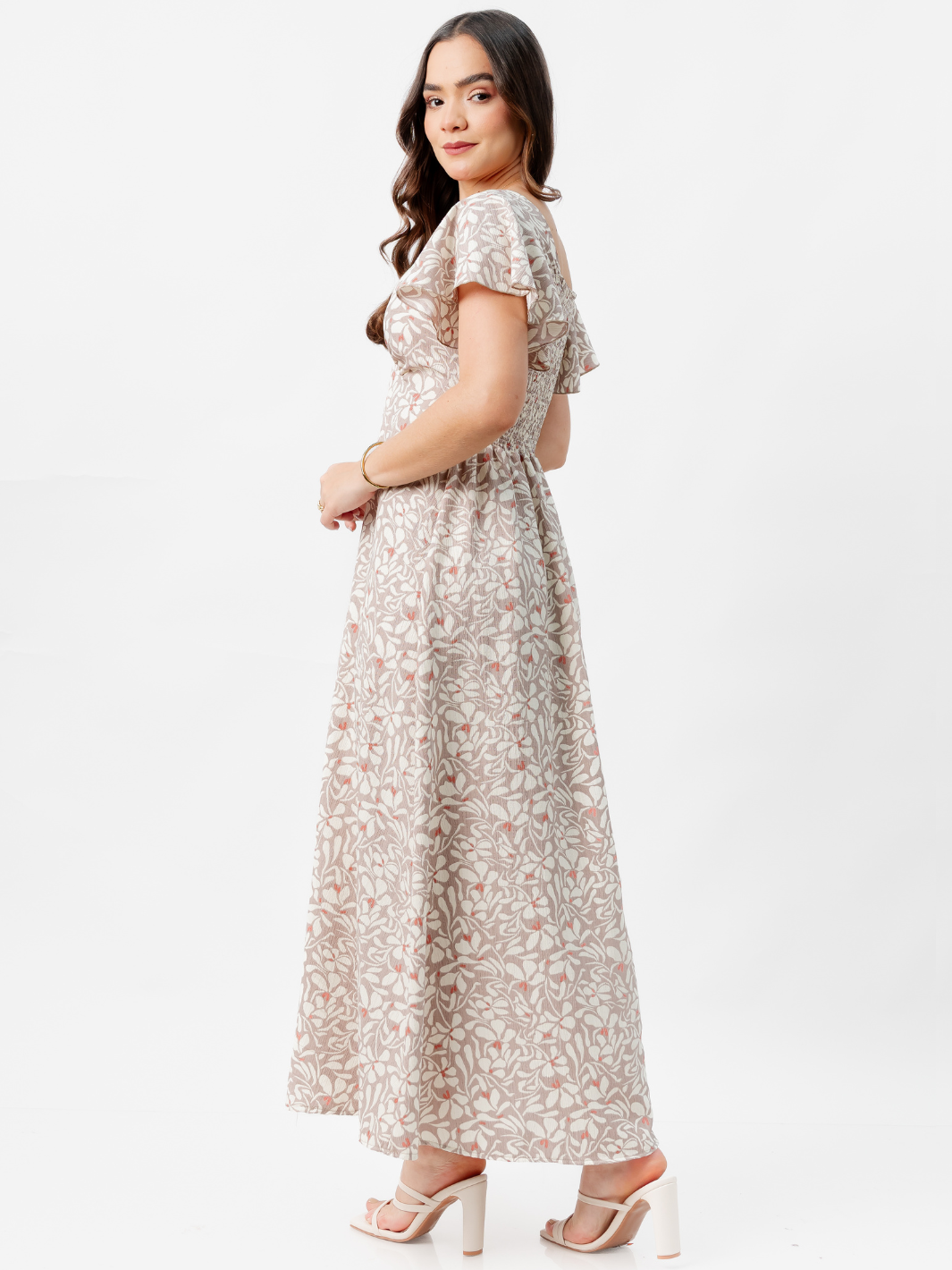 VESTIDO LARGO CORTE A BRENDA TAUPE