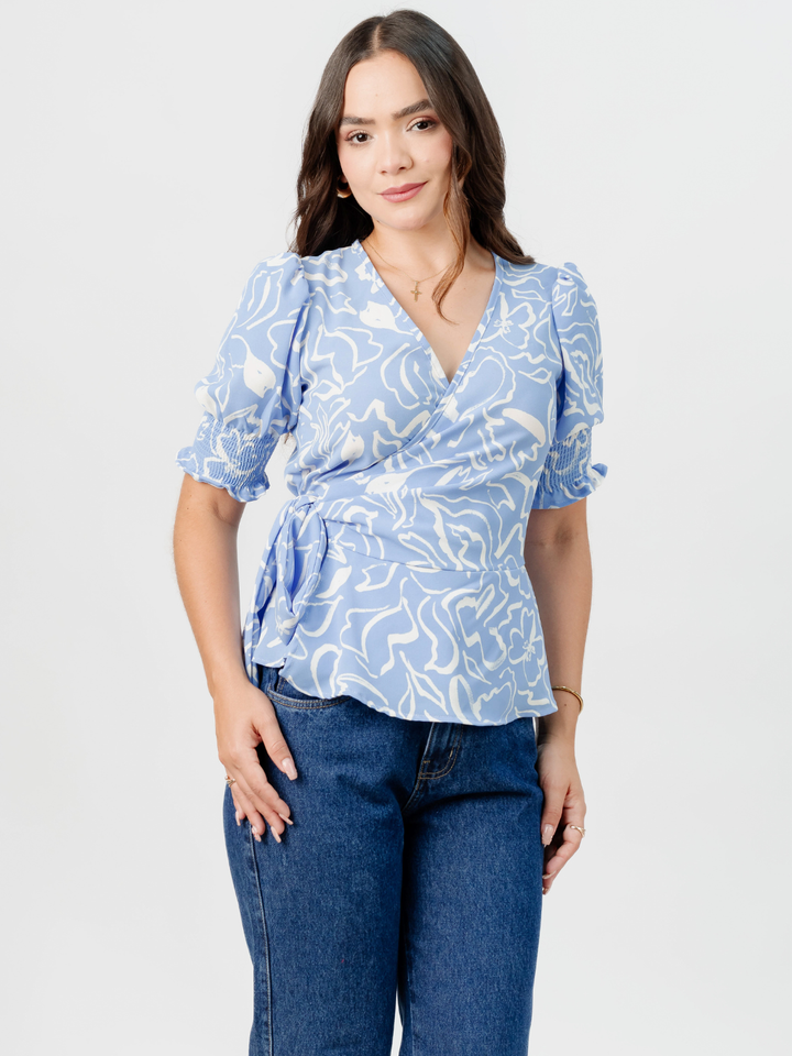 BLUSA PEPLUM ENVOLVENTE JACKIE ITALIANO FLOREADO
