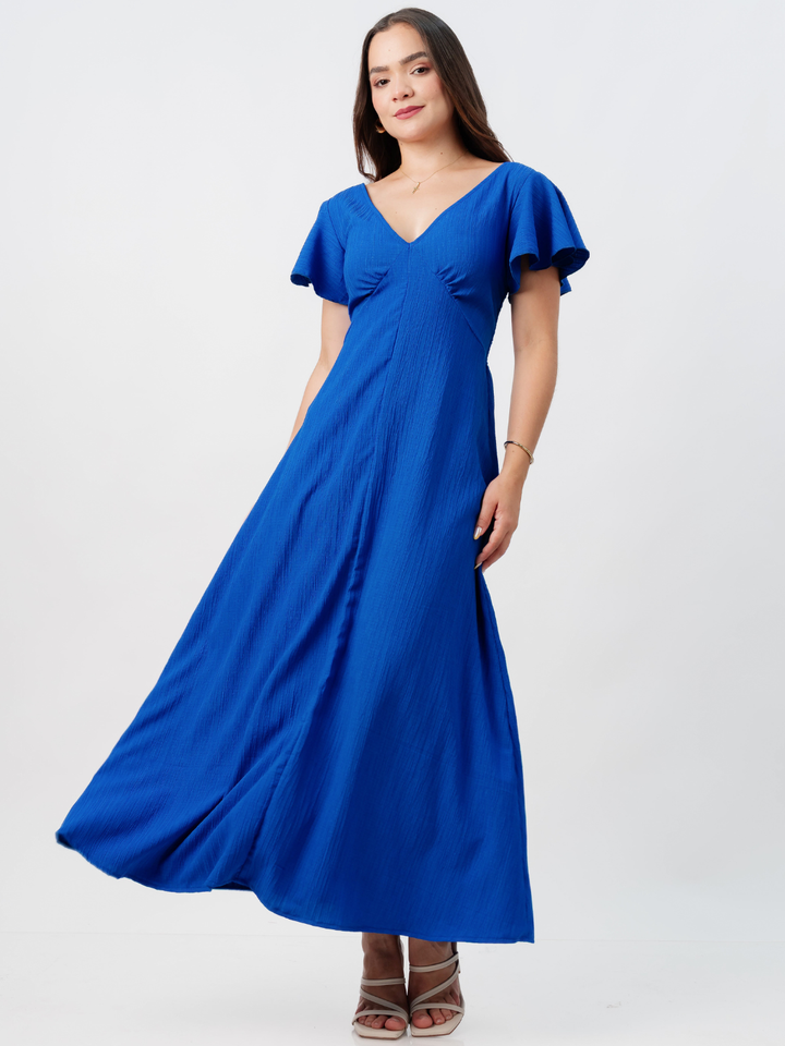 VESTIDO LARGO CORTE A BRENDA AZULINO