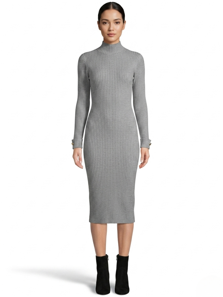 VESTIDO TEJIDO CON CUELLO ALTO MADDI MELANGE