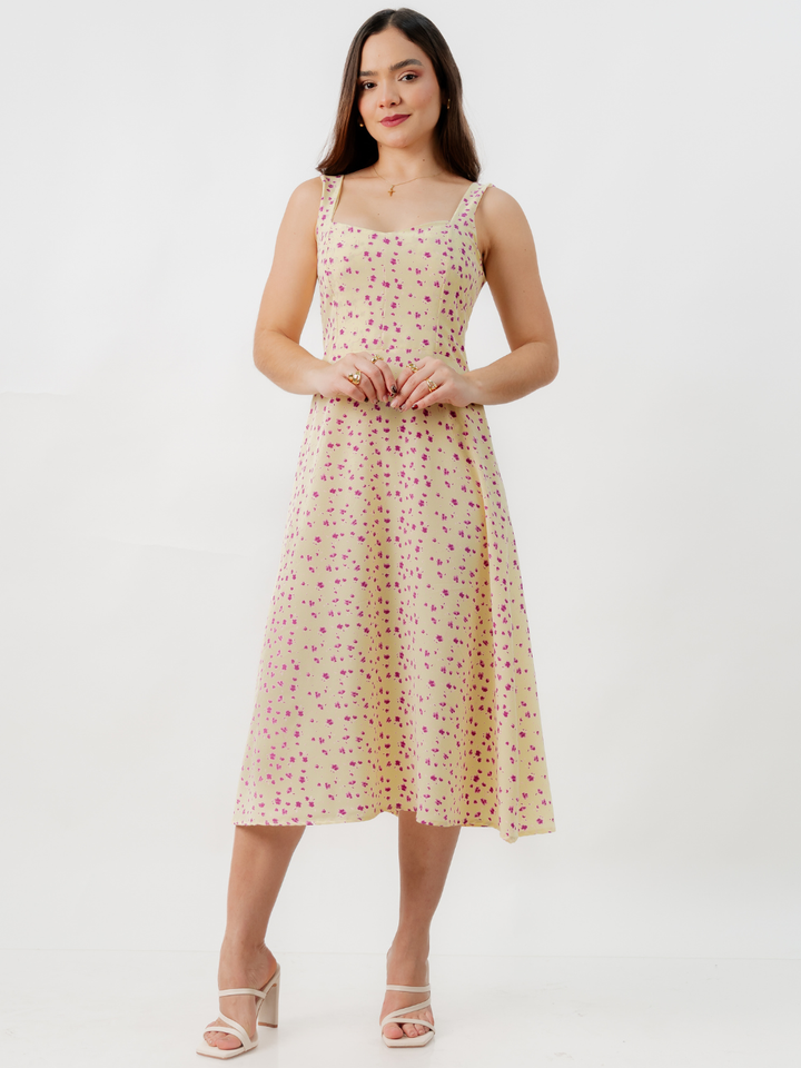 VESTIDO MIDI EN CORTE A SALLY AMARILLO