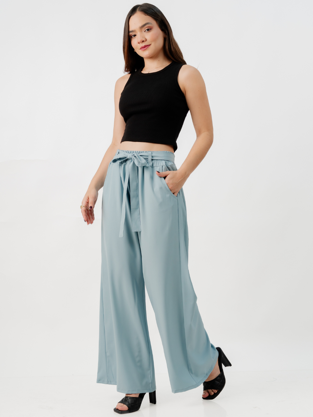 PANTALON CON CINTURON WENDY CEMENTO