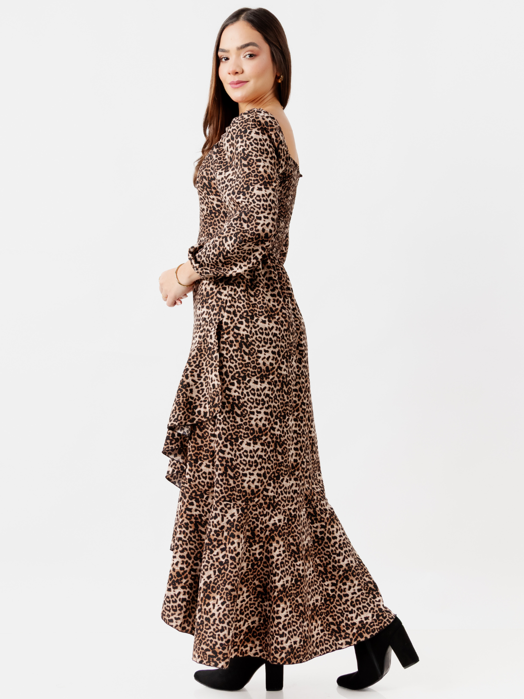 VESTIDO CON BOBO EN LA FALDA SOFIA ANIMAL PRINT
