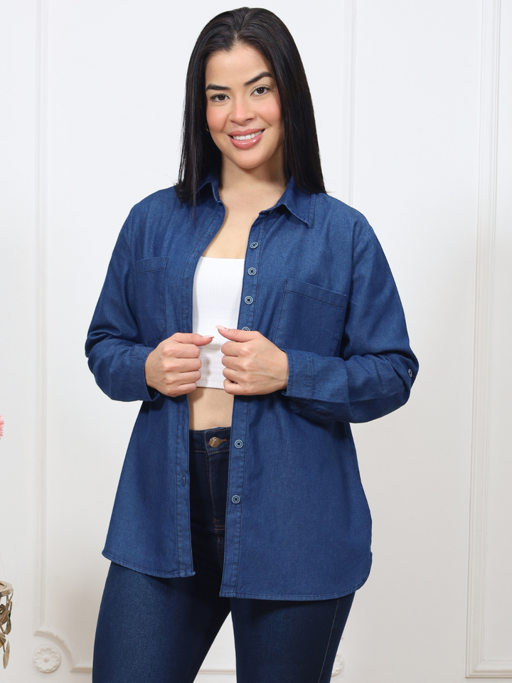 BLUSA CAMISERA DENIM FLORENCIA AZUL