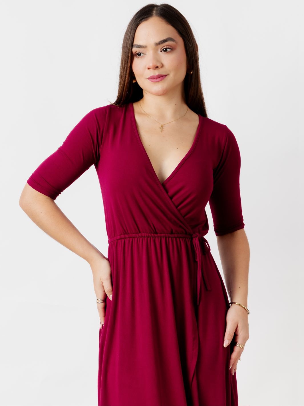 VESTIDO CON MANGA 3/4 GEMMA VINO