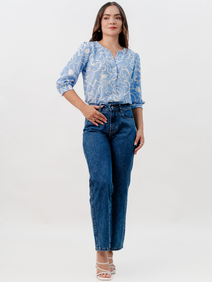 BLUSA MANGA 3/4 CALA ITALIANO FLOREADO