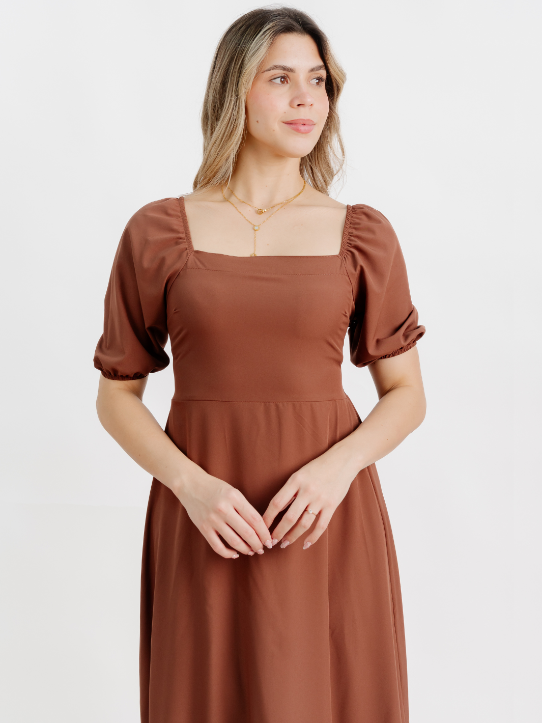 VESTIDO CASUAL LARGO FABIA CHOCOLATE