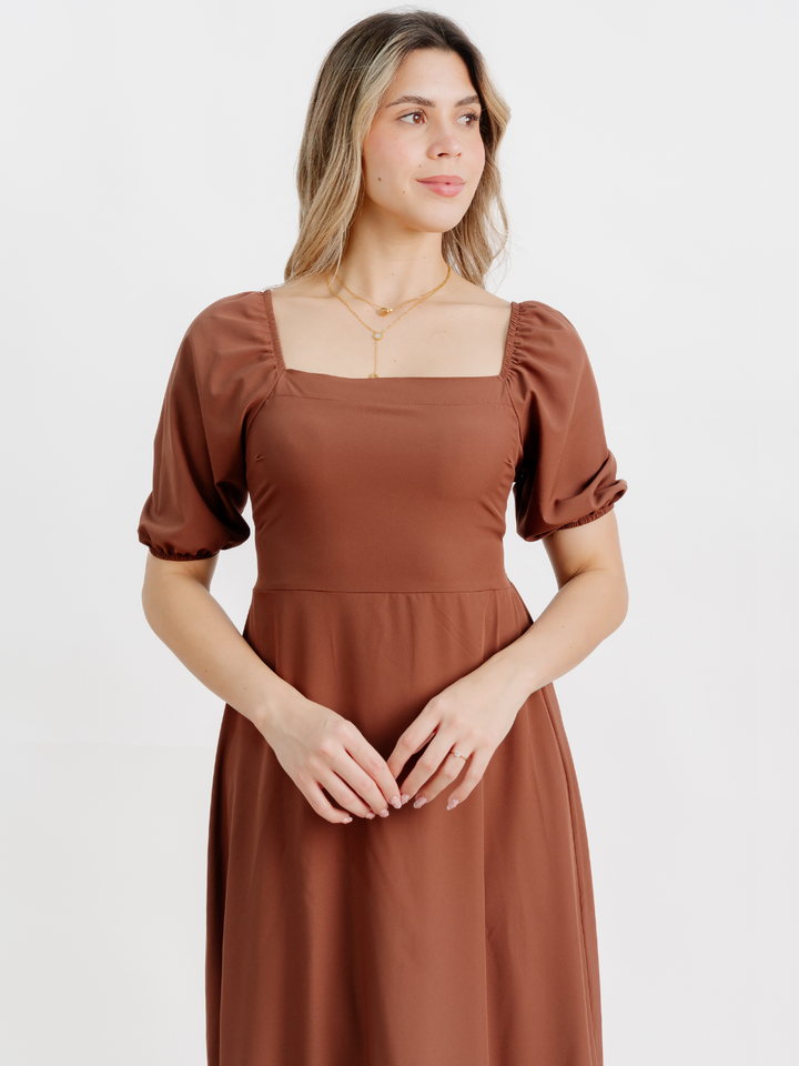 VESTIDO CASUAL LARGO FABIA CHOCOLATE