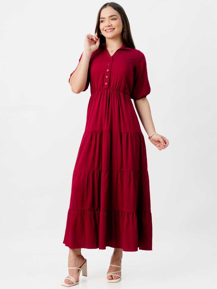 VESTIDO CAMISERO CON FALDA EN TIEMPOS ZAMIRA VINO