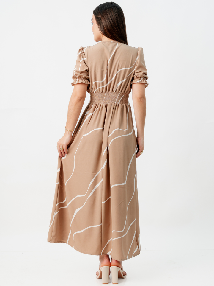 VESTIDO CASUAL LARGO THIANA CAMEL