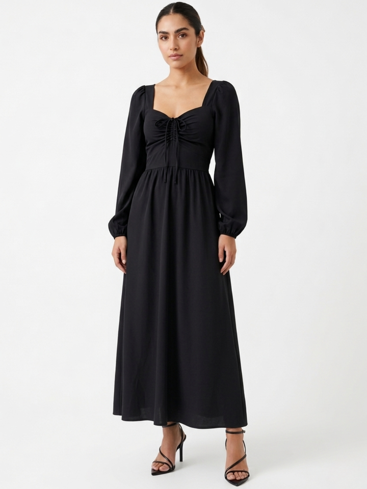 VESTIDO CASUAL LARGO LUNA NEGRO