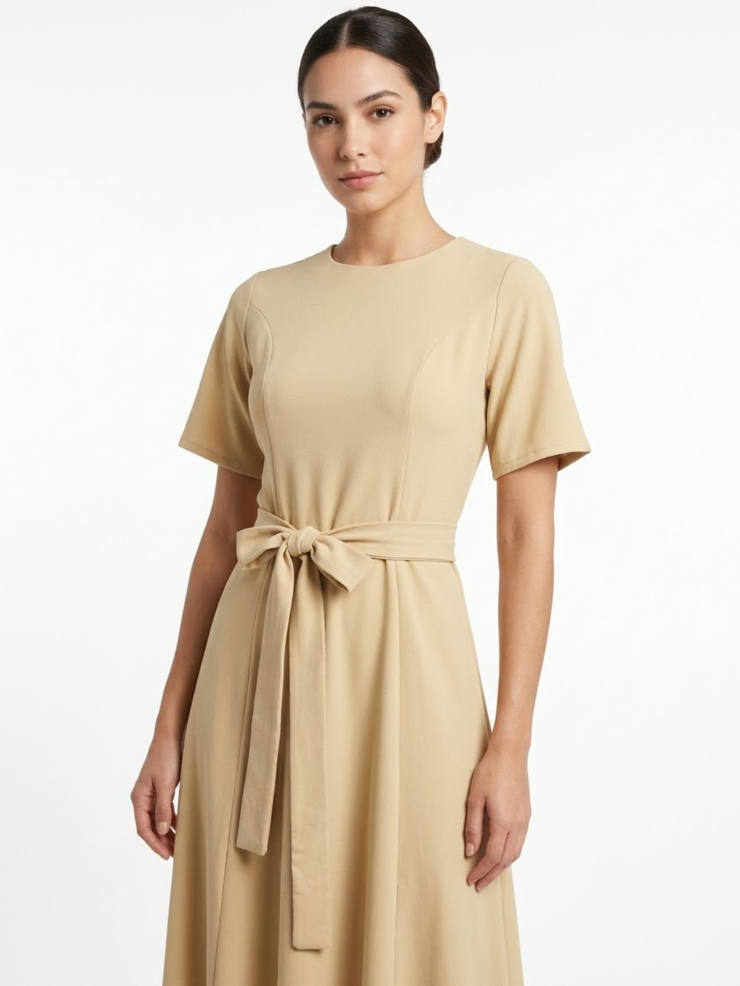 VESTIDO CASUAL MANGA CORTA CON LAZO MIREYA MAIZ