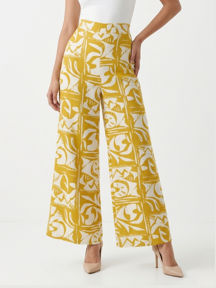 PANTALON PALAZZO NORA MOSTAZA