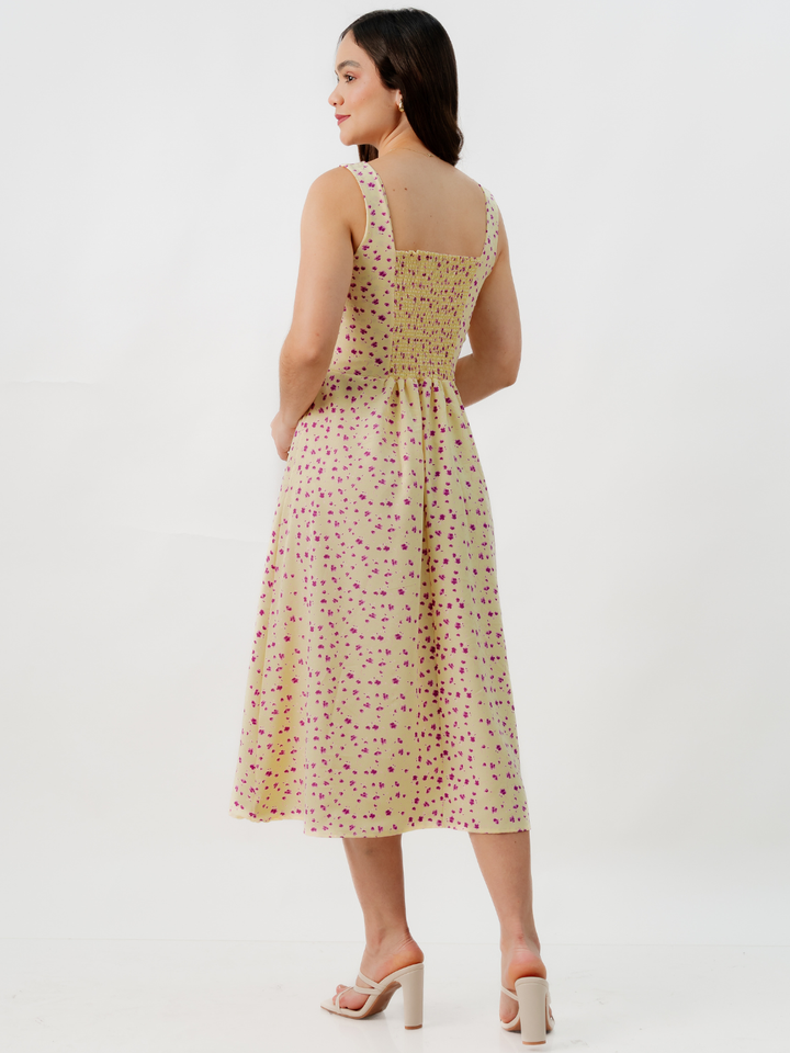 VESTIDO MIDI EN CORTE A SALLY AMARILLO