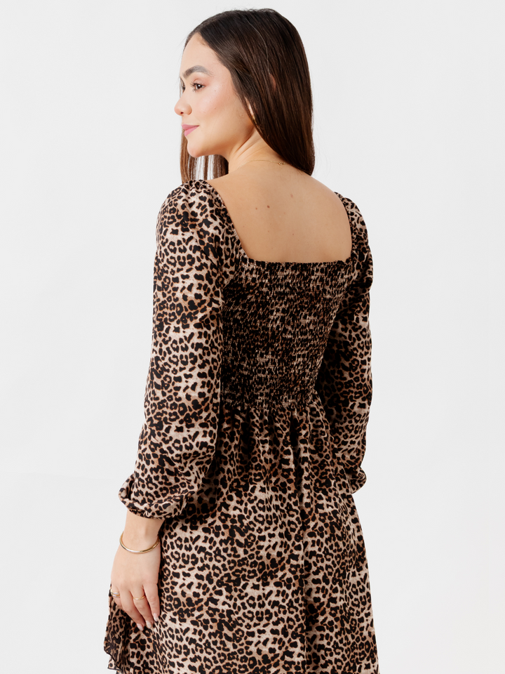 VESTIDO CON BOBO EN LA FALDA SOFIA ANIMAL PRINT
