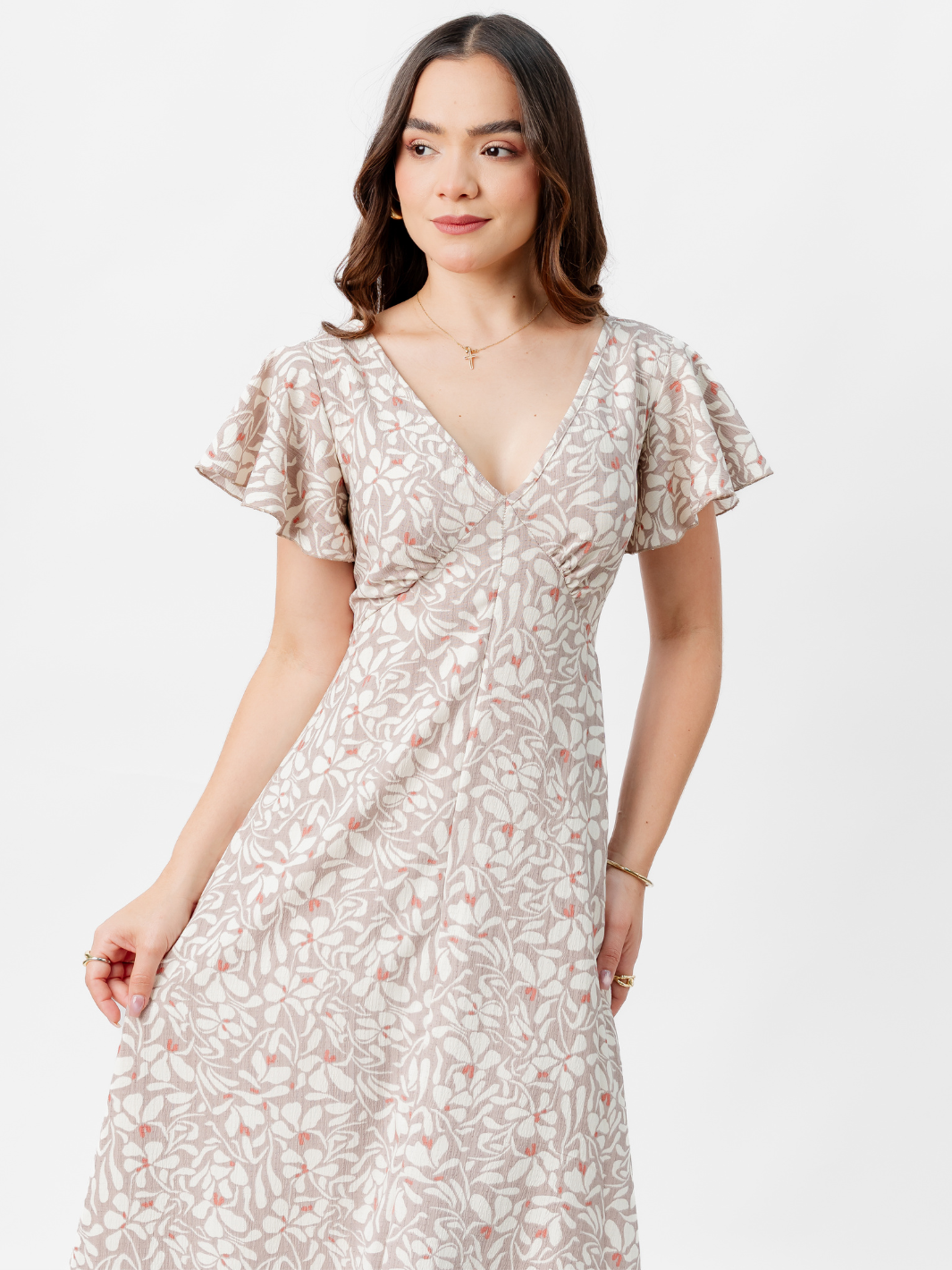 VESTIDO LARGO CORTE A BRENDA TAUPE