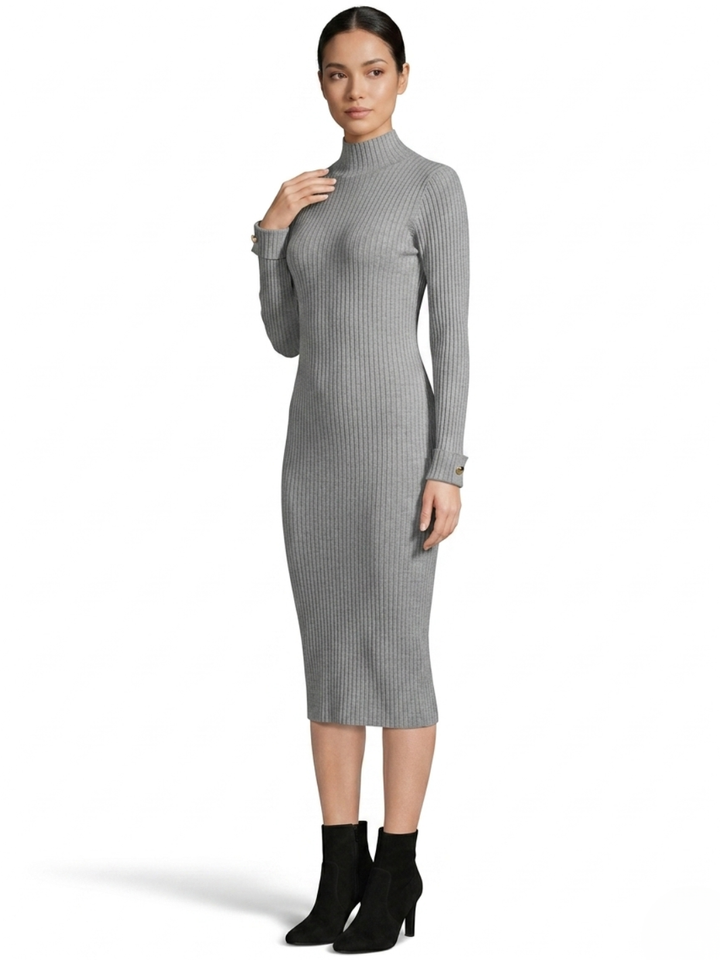 VESTIDO TEJIDO CON CUELLO ALTO MADDI MELANGE