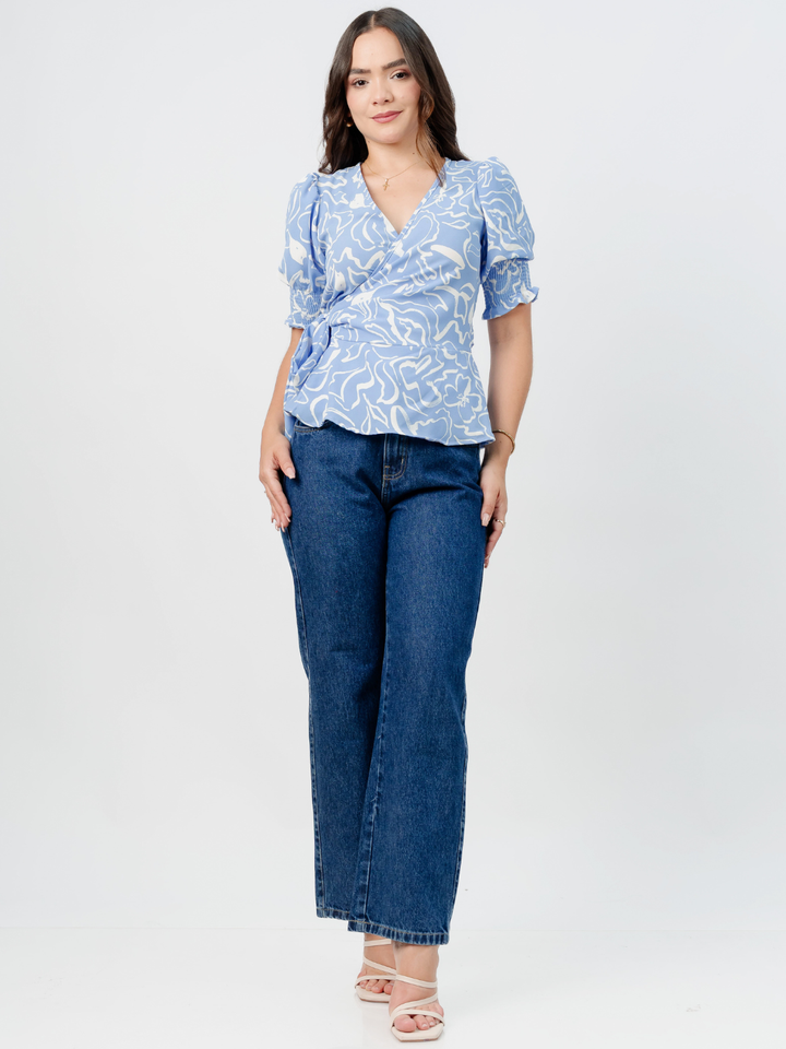 BLUSA PEPLUM ENVOLVENTE JACKIE ITALIANO FLOREADO