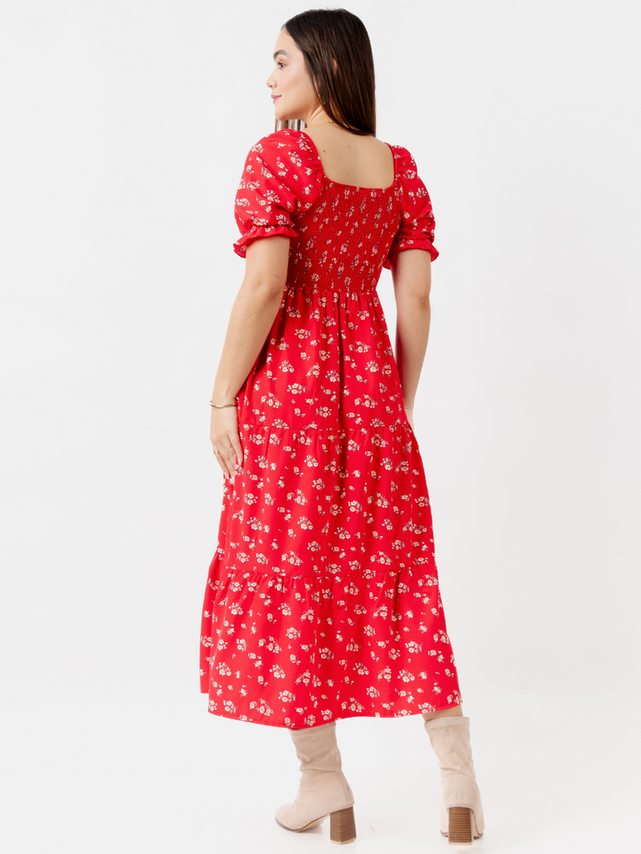 VESTIDO LARGO 3 TIEMPOS VERA ROJO