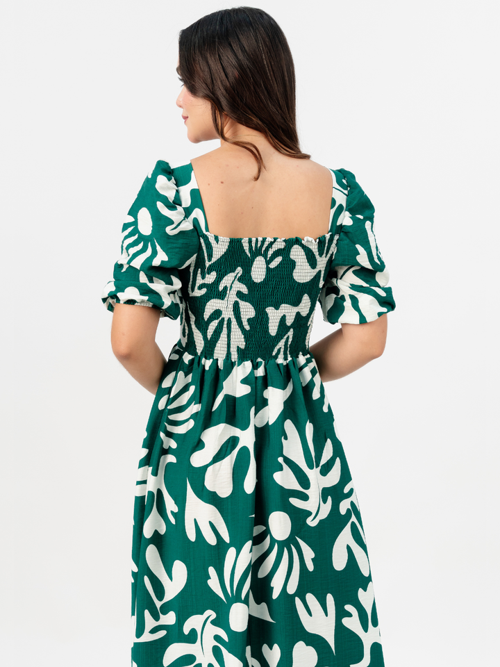 VESTIDO LARGO CON ESCOTE CORAZON FIORELLA VERDE / PERLA