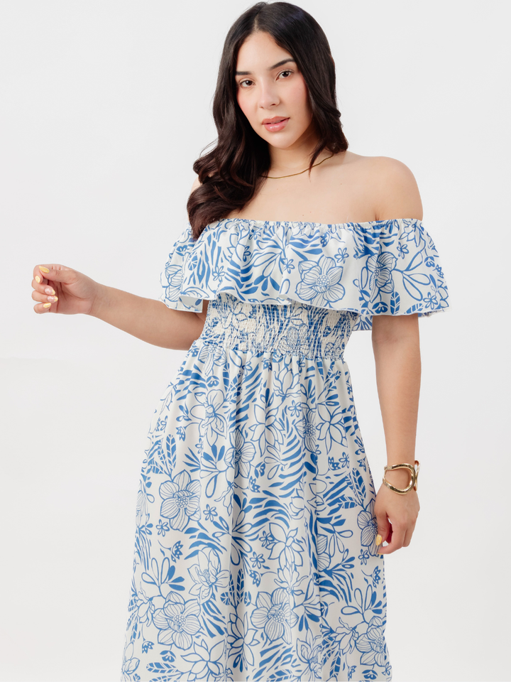 VESTIDO RUMBERO CASUAL LARGO MINERVA PERLA