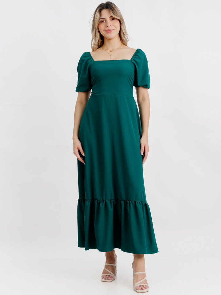 VESTIDO CASUAL LARGO FABIA VERDE