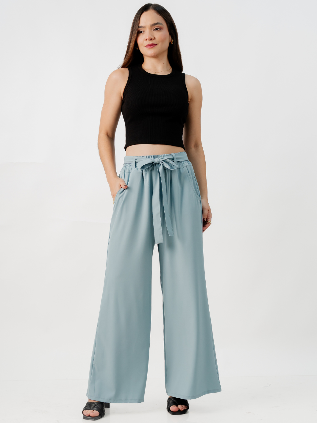 PANTALON CON CINTURON WENDY CEMENTO